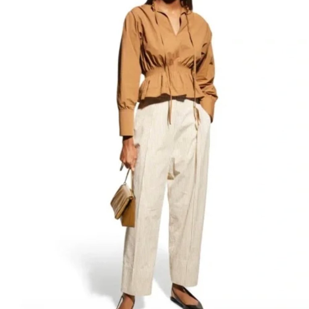 Rebecca Taylor Brown Poplin Pullover Blouse